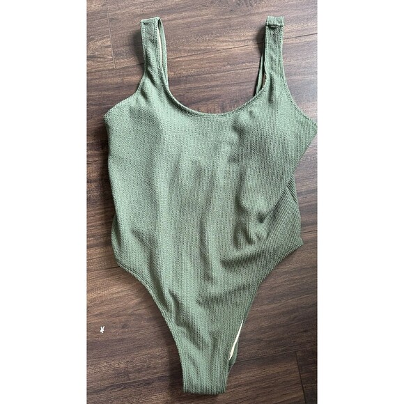 COTTON ON Women's Scoop-Back Cheeky coverage One-Piece Swimsuit Olive Green XL - Picture 2 of 5